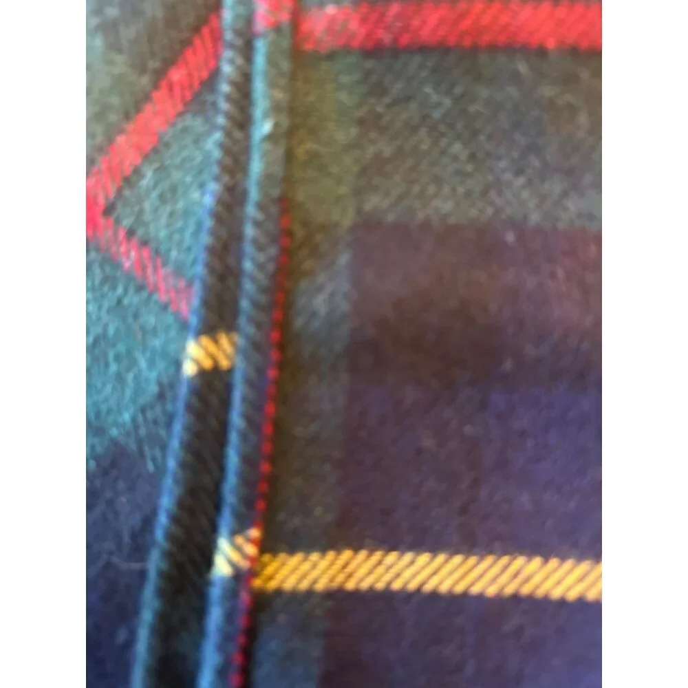 Tartan Plaid‎ Wool Blend Scarf With Fringe Trim Vintage